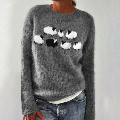 Pull en laine douce motif mouton confortable