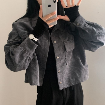 Veste courte en velours côtelé pour femme Modèle
