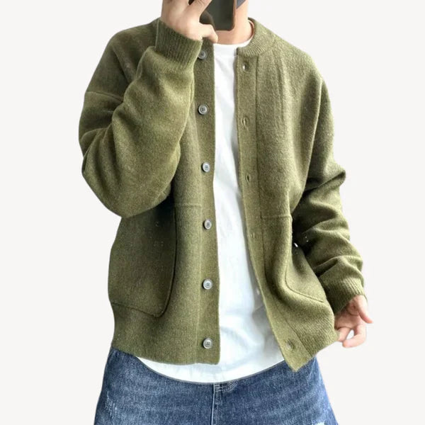Gilet cardigan classique en laine à fermeture boutonnée pour homme