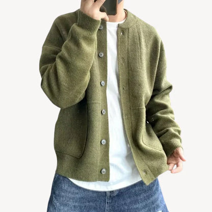 Gilet cardigan classique en laine à fermeture boutonnée pour homme