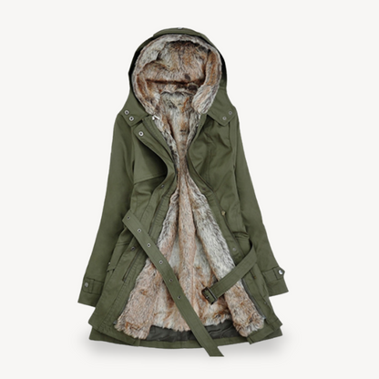 Damen Winterparka mit Weichem Kunstfell - IdealeKleiden