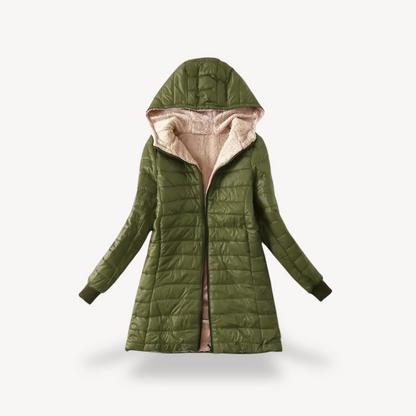 Manteau d'hiver femme doudoune à capuche avec doublure Sherpa