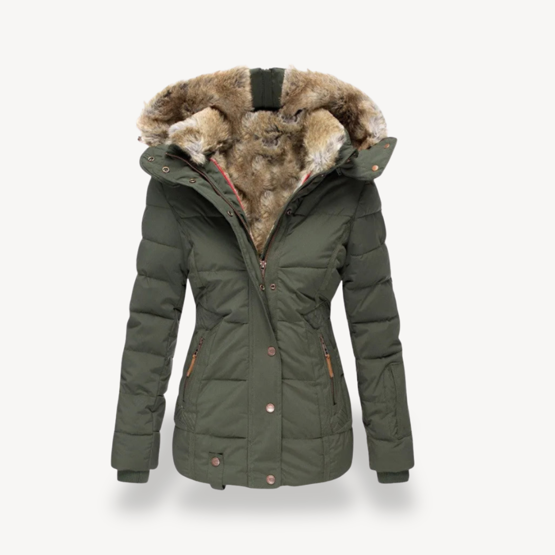 Doudoune femme chaude doublée de fausse fourrure