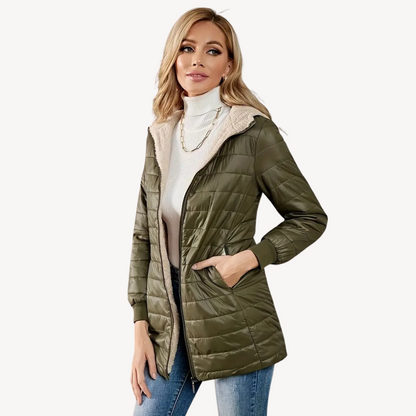 Doudoune femme avec doublure en fausse fourrure, chaude