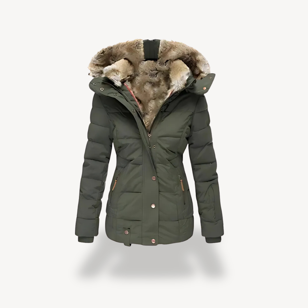 Parka matelassé pour femme avec capuche amovible en fausse fourrure