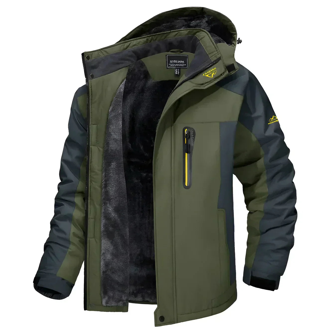 Veste d'hiver doublée pour homme avec capuche