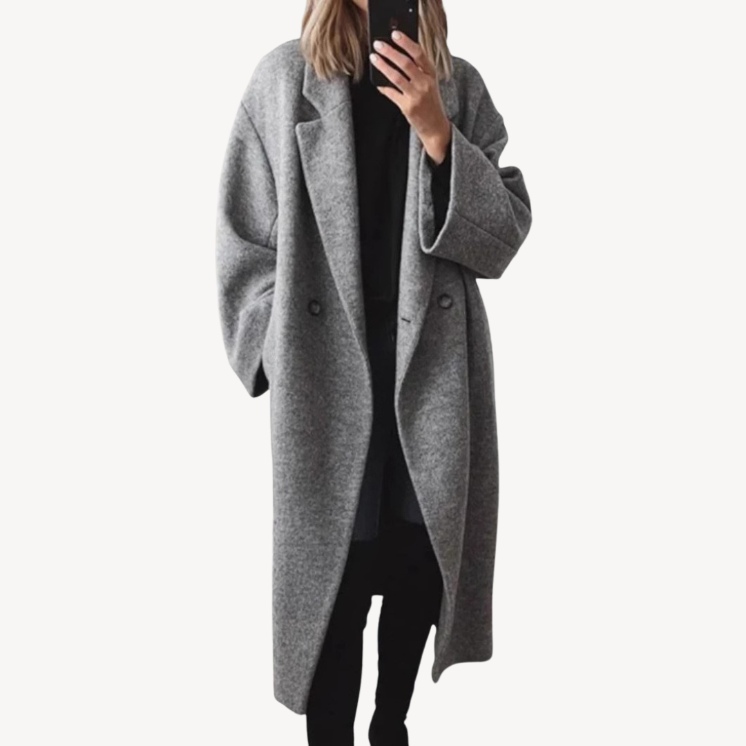Manteau d'hiver femme en laine mélangée, double boutonnage