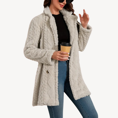 Manteau en fausse fourrure pour femme, double boutonnage, élégant
