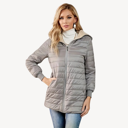 Doudoune femme avec doublure en fausse fourrure, chaude