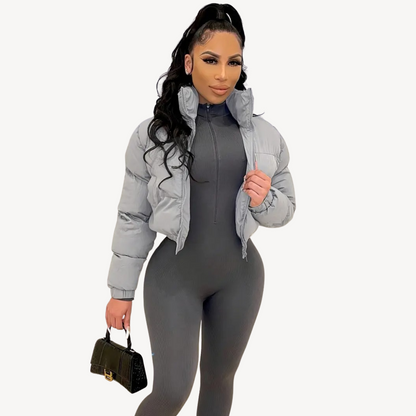 Parka court matelassé zippé pour femme