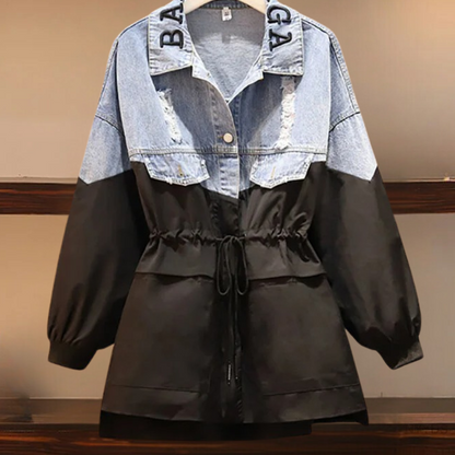 Veste d'automne en jean moderne à lacets pour femme