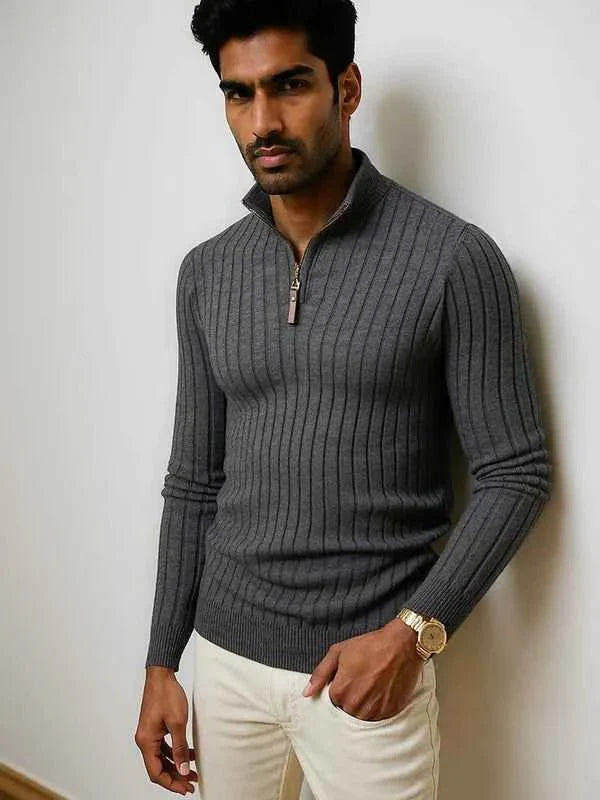 Pull à fermeture éclair mi-longue pour homme