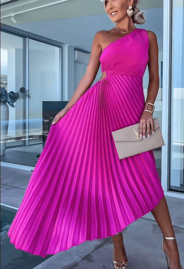 Robe longue élégante à une épaule pour femme