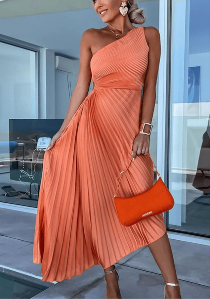 Robe longue élégante à une épaule pour femme