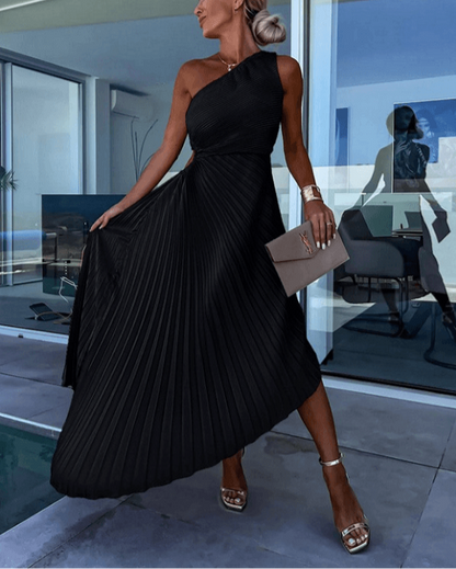 Robe longue élégante à une épaule pour femme