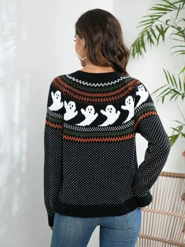 Pull tricoté tendance à pois pour femmes