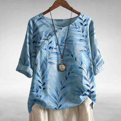 Bluse Damen Elegant Blumenmuster Knöpfe - IdealeKleiden
