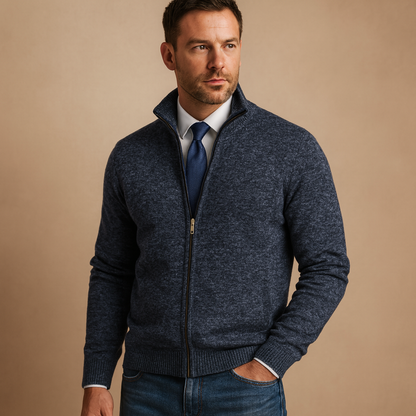 Pull homme col V zippé
