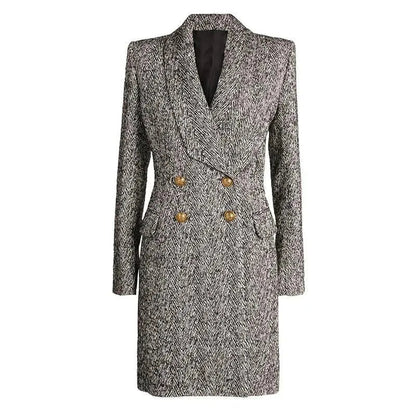 Manteau d'hiver élégant à chevrons pour femme