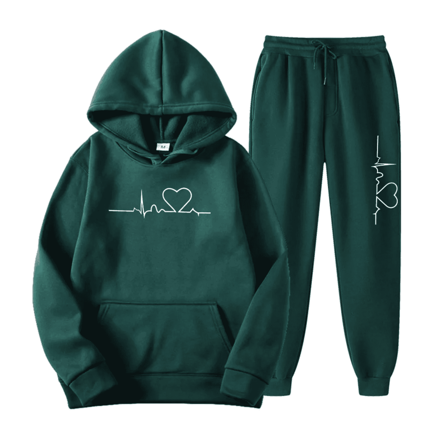 Ensemble de survêtement femme motif cœur, sweat à capuche et pantalon de jogging