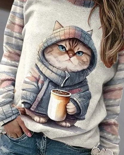 Pull Chat Doux Mignon Hiver