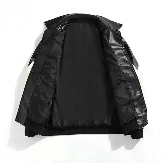 Trendige Herren Bomberjacke Kunstleder Style - IdealeKleiden