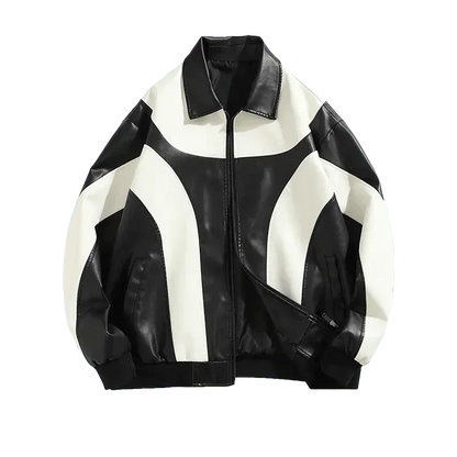 Blouson bombardier tendance en similicuir pour homme