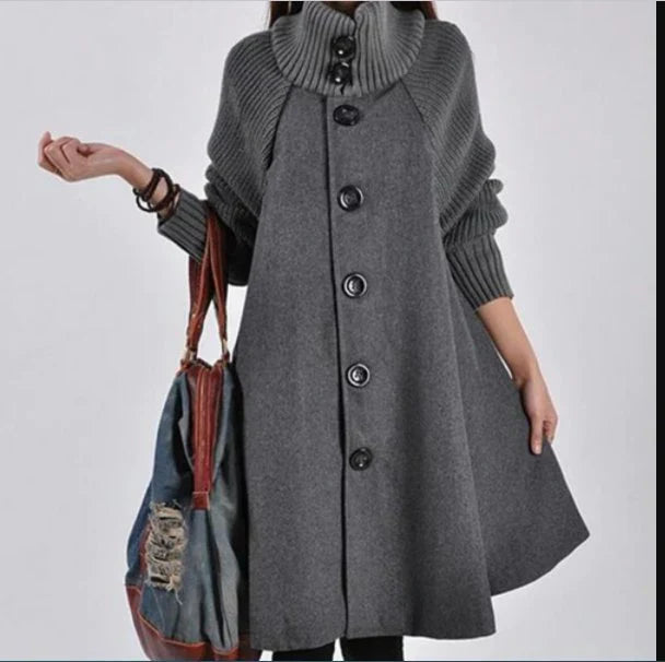 Manteau d'hiver grande taille en mélange de laine à manches longues