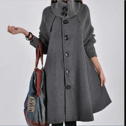 Manteau d'hiver grande taille en mélange de laine à manches longues