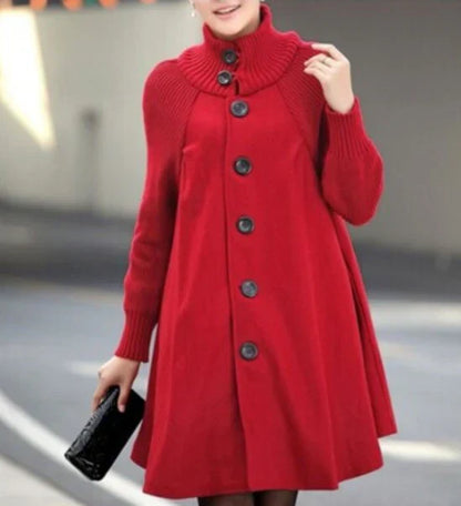 Manteau d'hiver grande taille en mélange de laine à manches longues