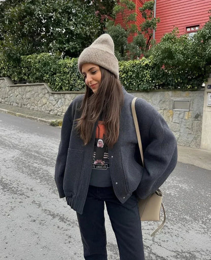 Veste en laine oversize chaude pour femmes