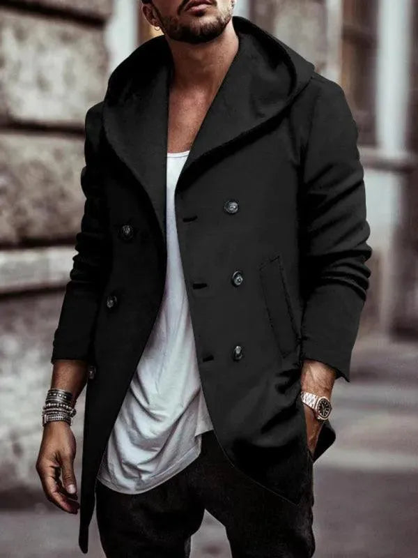 Manteau d'hiver homme à capuche double zip chaud