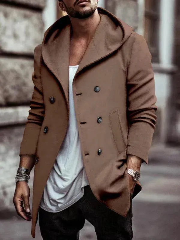 Manteau d'hiver homme à capuche double zip chaud