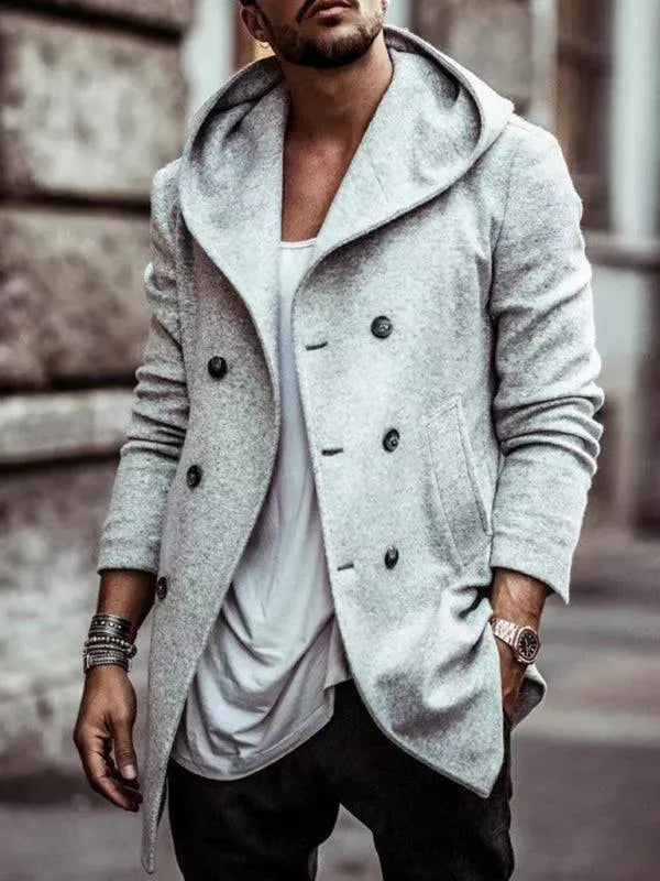 Manteau d'hiver homme à capuche double zip chaud