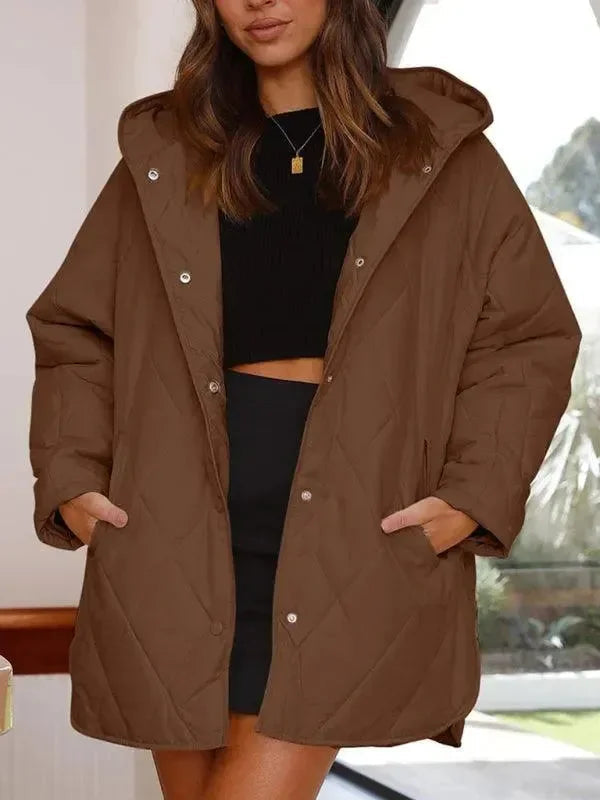 Manteau matelassé à capuche pour femme chaud élégant
