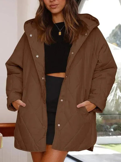 Manteau matelassé à capuche pour femme chaud élégant