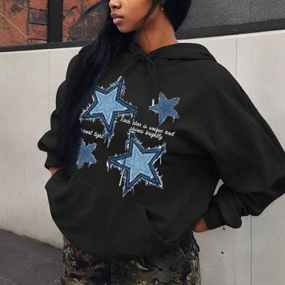 Sweat à capuche femme motif étoiles tendance