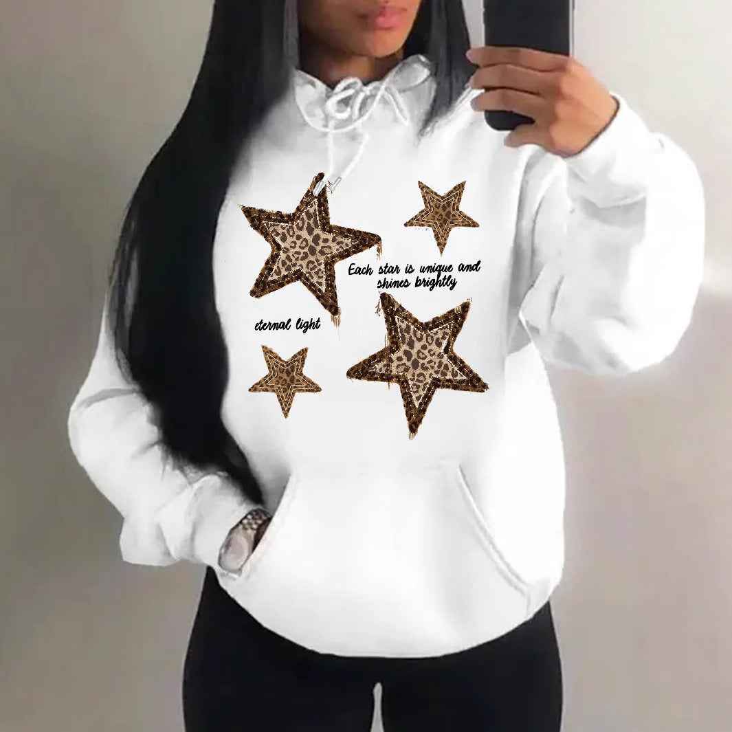 Sweat à capuche femme motif étoiles tendance