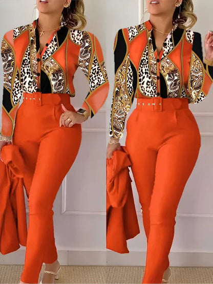 Haut de femme col en V avec pantalon taille haute