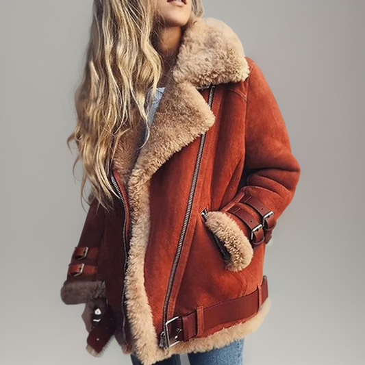 Stylische Lederjacke Frauen Trendy Design - IdealeKleiden
