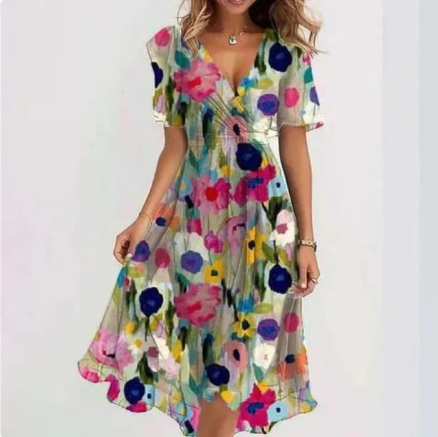 Robe d'été femme motif floral robe portefeuille