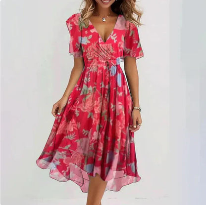 Robe d'été femme motif floral robe portefeuille