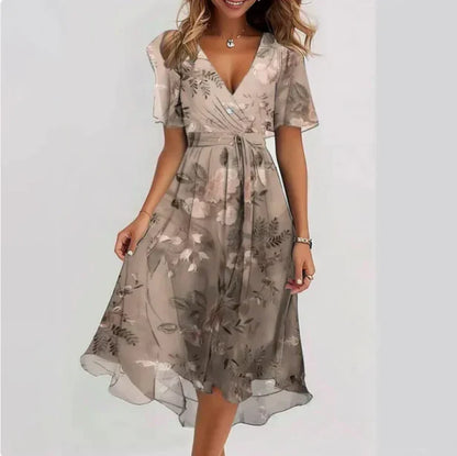 Robe d'été femme motif floral robe portefeuille