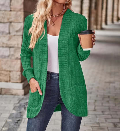 Gilet long femme polaire chaud tricoté