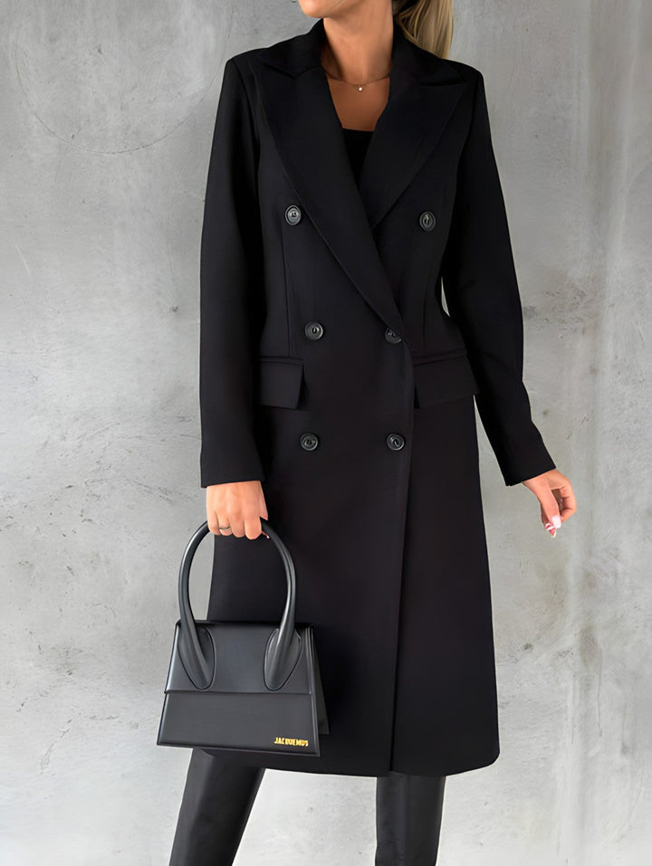 Élégant manteau slim fit en laine mélangée pour femme