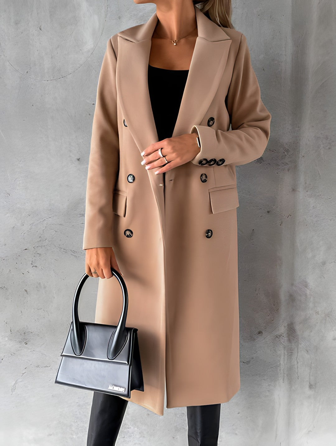 Élégant manteau slim fit en laine mélangée pour femme