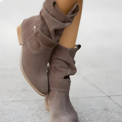Bottes en cuir pour femme, coupe étroite, avec bride, chic