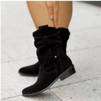 Bottes en cuir pour femme, coupe étroite, avec bride, chic
