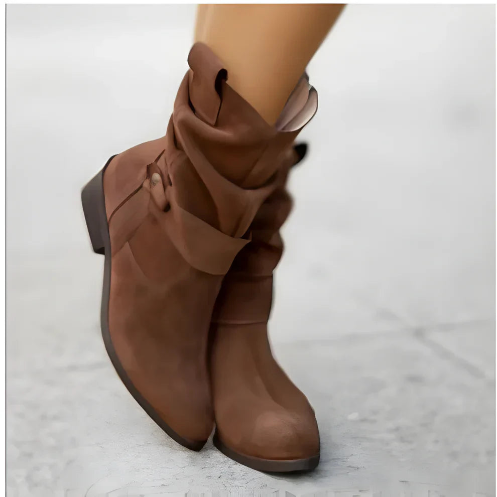 Bottes en cuir pour femme, coupe étroite, avec bride, chic