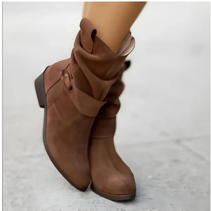 Bottes en cuir pour femme, coupe étroite, avec bride, chic